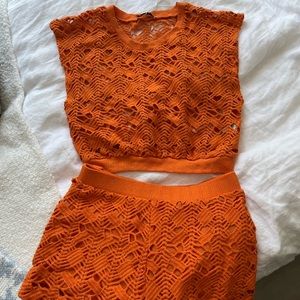RARE brand new zara orange crochet set!!